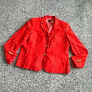 Lands' End Flaming Orange Wool Blend Blazer Head Turner US 16            - Y1645